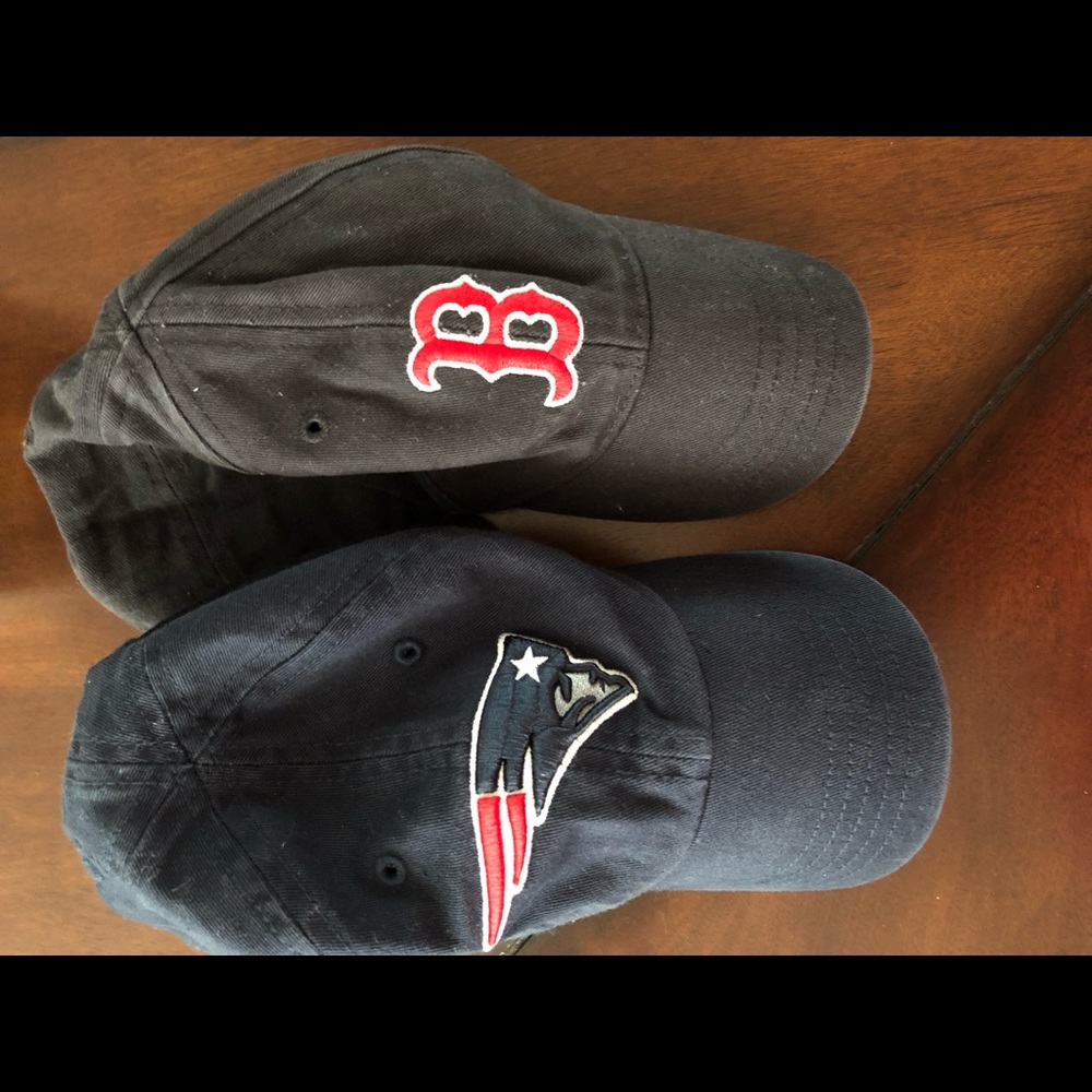 Red Sox and Patriots infant ball caps
